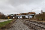 UP's ZCIG4 races east across the Chillicothe Sub bridge over the Ottumwa Sub